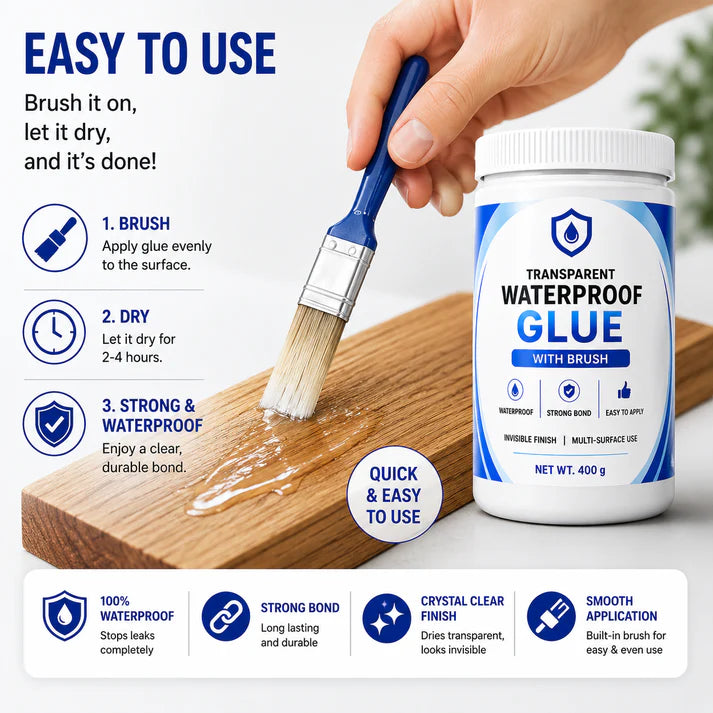 Transparent Waterproof Glue (Buy 1 Get Free) + Free Brush 🔥