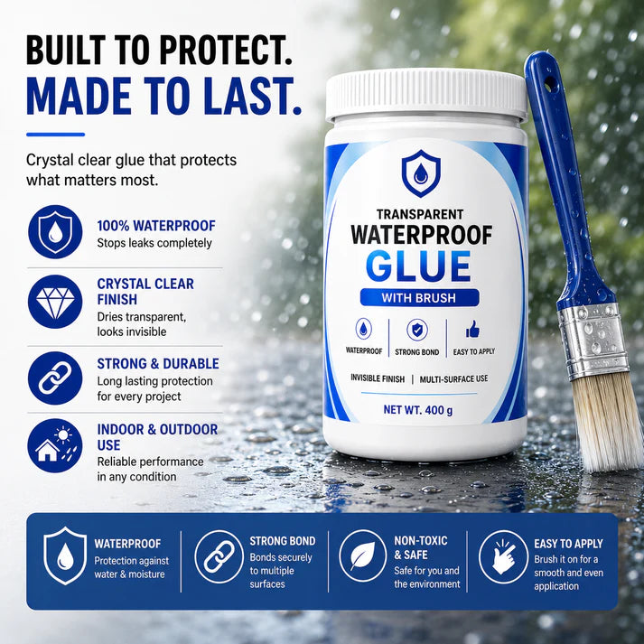 Transparent Waterproof Glue (Buy 1 Get Free) + Free Brush 🔥